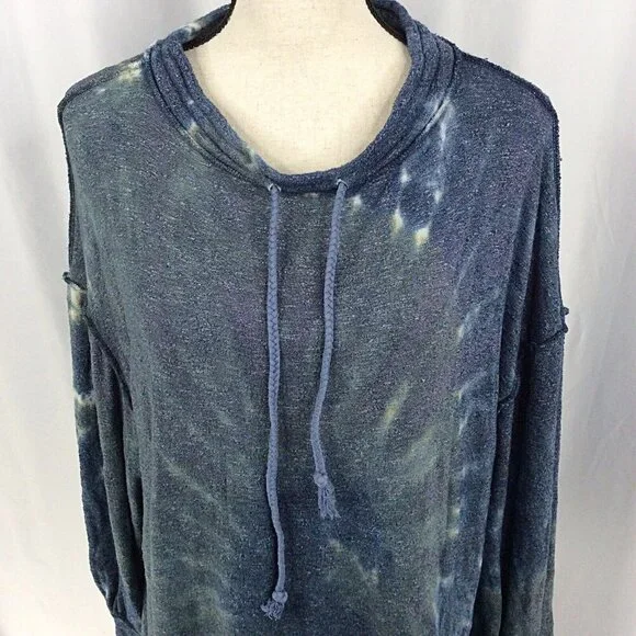 We The Free Blue Best Catch Tie Dye Tunic Top XS Drawstring Free People - Picture 9 of 12